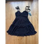 Wild Fable  Black Swiss Dot Tiered Ruffle Mini Dress Spaghetti Strap Photo 2