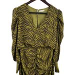 Anthropologie Moon River Tiger Animal Stripe Ruched Green Midi Size M Estimated Photo 4