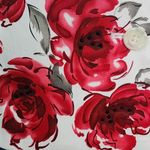 Victor Costa Occasion White with Red Flower Design Jacket and Pant Suit Size M Photo 3