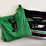 Ralph Lauren Lauren NWT Green Stripped Tank Top Set (2) Size 2X Plus y2k Photo 0