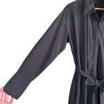 Monrow Asymmetrical Poplin Tie Shirt Dress in‎ Black 100% Cotton, Size Small Photo 9