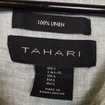 Tahari  Women’s Linen Green Mother of Pearl Button-Up Long Sleeve Shirt Photo 7