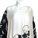 27. Vintage Y2K Lady Scoop Neck Tassel Kaftan Beach Cover Up 1X Black W… White Photo 2