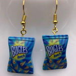 Cute Bugles Chip Bag Earrings Blue Photo 0