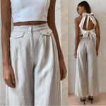 SOVERE | Instance Linen Straight Leg High Waisted Trousers Pants Natural S Photo 3