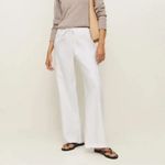 Reformation  | Olina 100% Linen Straight-Leg Drawstring Pants in White Photo 5