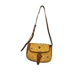 Handmade Vintage‎ Yellow Woven Pattern & Leather Crossbody Bag With Adjustable Strap Photo 1