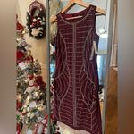 Leslie Fay Leslie Fay Burgundy Sheath Dress Women’s Sleeveless Studded Embellished Photo 2