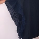 ZARA Navy Ruffle Sleeve Button Back Top Photo 6