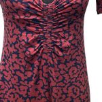 Boden Ruched Front Jersey Knit Midi Dress Spiced Apple Abstract Camo US Size 2P Blue Photo 2