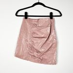 H:ours Brienne Metallic Luxe Ruched Pleated Zipper Mini Skirt Light Pink XXS Photo 2