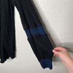 Free People Black Blue Snow Day Knit Thermal Top Medium Photo 3