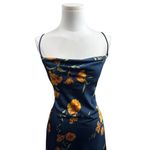 Azazie Women’s  Small Navy Blue Sleeveless Maxi Dress with Orange Florals & a Sid Photo 2