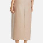 Enza Costa Leather Midi Pull On Wrap Skirt, Putty/Beige Size 2 New w/Tag Photo 1