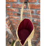 vintage raffia straw shoulder bag purse floral bucket bag yellow orange green Photo 6
