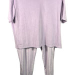Berkley Jensen Purple Lounge Pajama Set Size L Soft Fleece Stripe‎ Bottoms Size L Photo 0