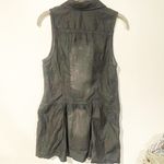 Free People  Size Medium Dark Grey Cotton Sleeveless Button Down Shirt Dress Photo 4