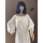 White cottagecore prairie midi on off shoulders dress big sleeves medium Photo 9
