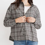 Madewell  Plaid Westlake Shirt Gray Plaid Flannel Size Medium Grunge Casual Boxy Photo 0