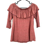 Dolan Left‎ Coast Collection size small off the shoulder ruffle neck blouse top Pink Photo 1