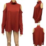 Gibsonlook Cold Shoulder Long Sleeve Brick Red Turtleneck Top Womens Large Photo 1