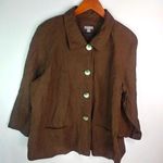 J. Jill L Chocolate Linen Pocketed Jacket Brown Size L Photo 0