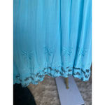 Raya Sun Bathing Suit Cover Dress Aqua Blue Palm Tree Embroidered Beach Resort Photo 4