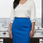 Hugo Boss BOSS Solid Blue Pencil Skirt Size 14 NWT Photo 0