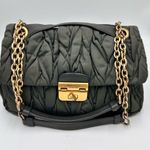 Nina Ricci Dark Gray Quilted Bag with Gold Chain Black Photo 0