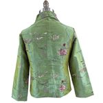 YA LI Asian Green Iridescent Jacket Embroidered Floral Design Fully Lined Sz L Size L Photo 2