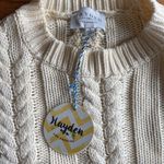 Hayden Cream Cable Knit Sweater Frayed Trim Size S NWT Photo 5