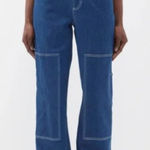 STAUD High Rise Wide Leg Cargo Jeans Painter Pant Size 6 Blue Photo 0