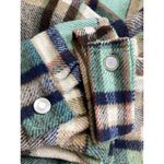 HYFVE Size Medium Cropped Plaid Flannel Shacket Jacket Teal Tan Back Buttons Photo 13