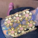 3 Tier Golden Flower Elastic Bracelet Gold Photo 2