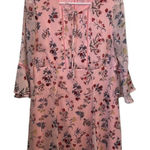 Disney  Beauty and The Beast Belle Floral Print Dress Bell Sleeve Pink Mini Sz L‎ Photo 0