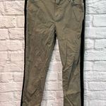 frame denim 26”  Le High Straight Raw Stagger Hem Army Green Tuxedo Stripe Jeans Photo 3