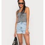 VERO MODA  Vida Extra Cropped Top Women Small White Black Ruffle‎ Smocked Photo 10