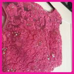 Sherri Hill  Pink Lace Sequin Top Open Back Bow Tie Crop Party Evening‎ Cocktail Photo 3