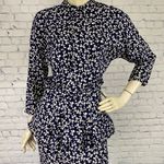 Vintage 80s Rockabilly Peplum Dress Bow Print Ankle Length XS/S Multiple Photo 1