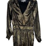 frame denim FRAME Long Sleeve Metallic Velvet Lame Mini Dress In Gold Photo 2