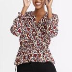 Madewell • NWT Drawstring Ruffle-Hem Top in Viola Floral Photo 3