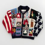 The Eagles Eye Sweater Womens Size Medium Farm Flag Heart Wool Knit Vintage 80s Photo 0
