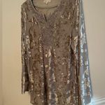 Indigo Soul Velvet Burnout Tunic Top Taupe Embellished Boho Holiday Festival Photo 1