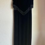 Vintage Patra Black Velvet Beaded Fringe Mesh Paneled Flapper Maxi Dress 10 Photo 7