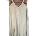Faveur White Sleeveless Boho Aztec Henley Long Tank Top Women Sz M Size M Photo 0