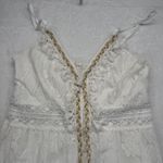 Cupshe  White Lace Dress PomPom Tie V Neck Sleeveless‎ Summer Beach Size L Photo 2