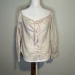Free People cream & light pink striped off the shoulder button down top size XS Photo 2
