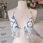 Xhilaration Bikini Boho White Blue Fringe Womens XS Photo 4