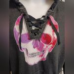 Torrid Skull Black Mineral Wash Lace-Up Fleece Hoodie Size 00 Photo 2