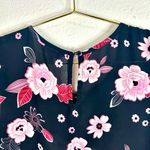 Candie's Candie’s Sleeveless Floral Blouse XS Black Pink Lace Trim Button High-Low Hem Photo 9